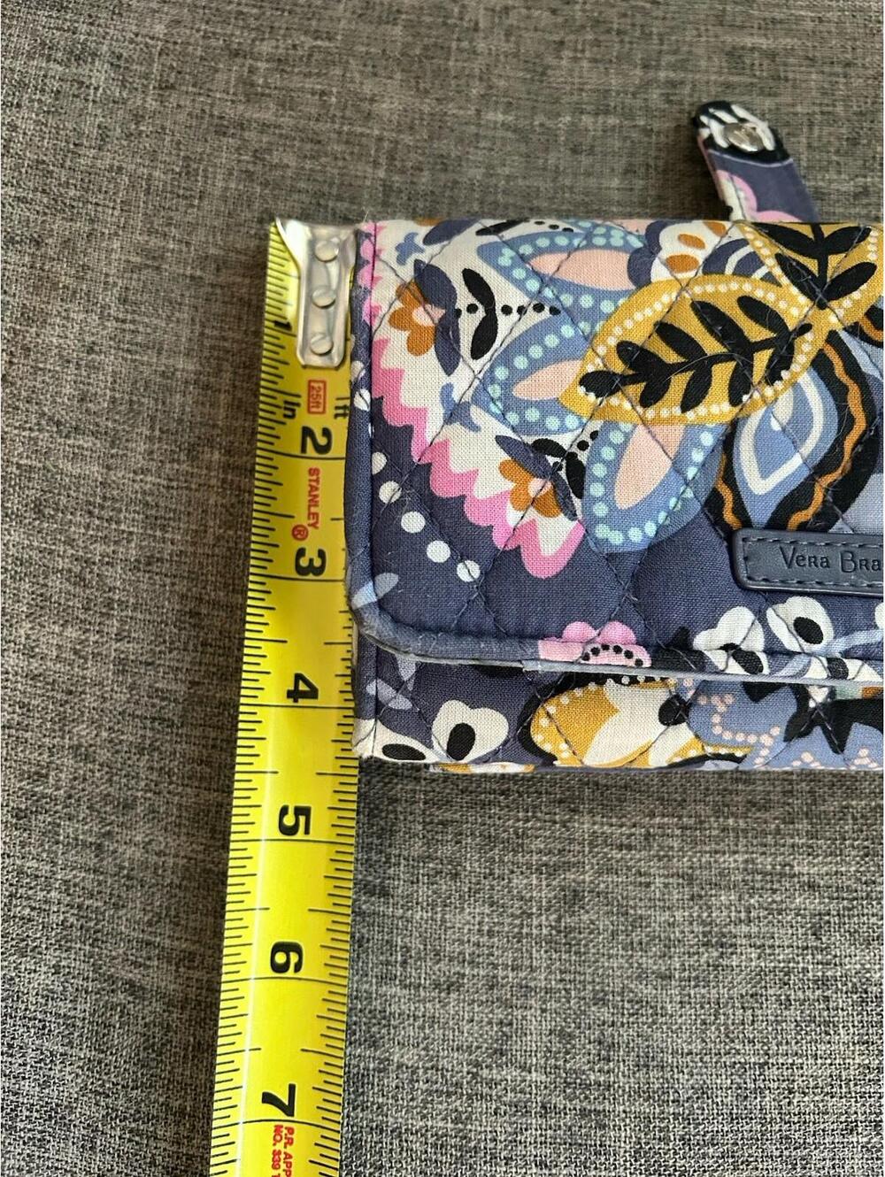 Vera Bradley Tri Fold Wallet In Charmont Meadow With Flap Snap Closure - Picture 6 of 7